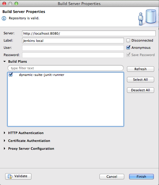 Configuration de la connection Jenkins.